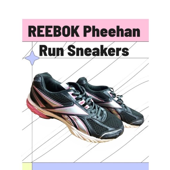 REEBOK Pheehan Run Sneakers Pink/Black/Silver-Womens Size 8 1/2 - Picture 1 of 9